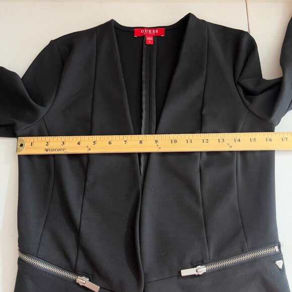 GUESS Women’s Black Open Front Blazer Jacket with Zipper Pockets - Size Small - Picture 9 of 10